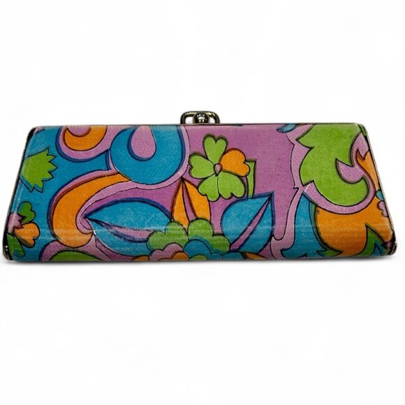 Vtg Floral Mod Mele Wallet 60s Psychedelic Hard Case Retro Hippie Colorful Mini - Picture 2 of 8